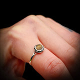 (T) Solid 925 Oxidized Sterling Silver & Natural Irregular Tiger Eye Ring
