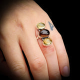 (Q) Solid 925 Sterling Silver & Natural Two Tone Citrine Stone Handmade Ring