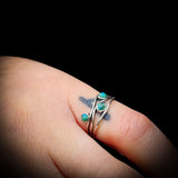 Solid 925 Sterling Silver & Natural Turquoise 3 Setting Ring