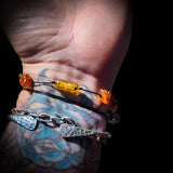 Polished Cognac Baltic Amber 3x Setting Knotted Bracelet