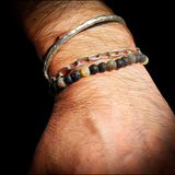 Natural Raw Green Amber, Onyx, Lava Stones Elastic Bracelet