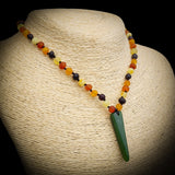 Amber & Greenstone Teething Necklace - Mixed Raw Amber One Off Necklace