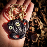 Tiki Black Bone Carving Pendant Necklace - NZ Maori Inspired