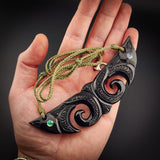 Pekapeka Black Bone Carving Pendant Necklace