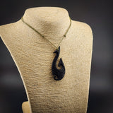 Hammer Head Hook Black Bone Carving Pendant Necklace