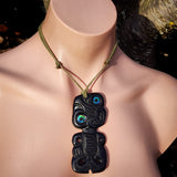 Hei Tiki Black Bone Carving Pendant Necklace