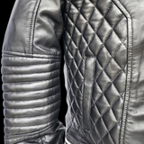 Blackout - Mens REAL Genuine Leather Jacket - Black Ribbed & Quilted