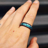 Size Y, T - Black Stainless Steel Paua Ring