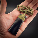 Notched Toki Black Bone Carving Pendant Necklace