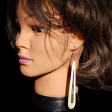 XL Long Oval Drop Bone Carving Earrings