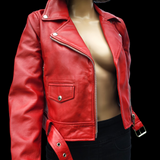 50% OFF SALE. Cherry Blaze - Womens REAL Genuine Leather Jacket - Red Side Zip