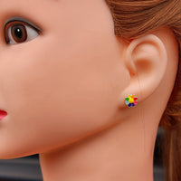 925 Sterling Silver Colorful Flower Stud Earrings