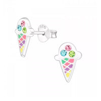 925 Sterling Silver & Colored CZ Ice cream Stud Earrings