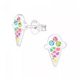 925 Sterling Silver & Colored CZ Ice cream Stud Earrings