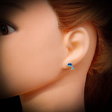 Childrens 925 Sterling Silver Dolphin Stud Earrings