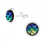 925 Sterling Silver Dragon Scale Stud Earrings