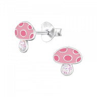 925 Sterling Silver Pink Mushroom Stud Earrings