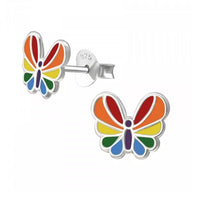 925 Sterling Silver Rainbow Butterfly Stud Earrings