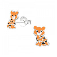 925 Sterling Silver Tiger Stud Earrings