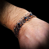 Handmade Copper Wire Wrap & Natural Black Onyx Cuff Bracelet