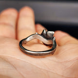 Size Q, T - Dark Stainless Steel Rose Ring