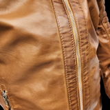 Dune Rider - Mens REAL Genuine Leather Jacket - Tan Ribbed