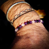 Elastic Gemstone Bracelet - Cherry Amber, Amethyst, Rose Quartz