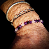 Elastic Gemstone Bracelet - Cherry Amber, Amethyst, Rose Quartz
