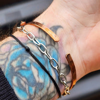 Electroformed Copper & Natural Raw Aquamarine with Raw Pink Tourmaline Bracelet