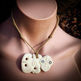 Etched Hei Tiki Bone Carving Pendant Necklace