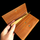 Genuine Leather Fold Over Purse - Tan