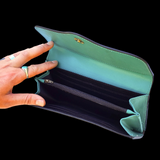 Genuine Leather Hand Tooled Turquoise Purse