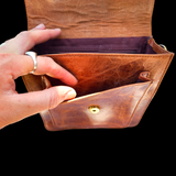Genuine Leather Shoulder Bag - Vintage Brown