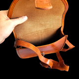 Genuine Leather Large Hand Bag - Brown