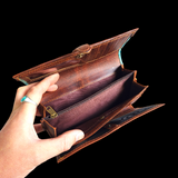 Genuine Leather Purse - Brown Blue Crocodile