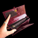 Genuine Leather Purse - Burgundy