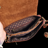 Genuine Leather Rectangle Shoulder Bag - Vintage Brown