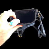 Genuine Leather Vertical Gypsy Shoulder Bag - Black