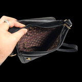 Genuine Leather Shoulder Bag - Black