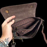 Genuine Leather Shoulder Bag - Chocolate Brown