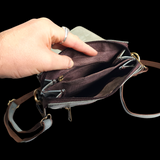 Genuine Leather Shoulder Bag - Light Blue