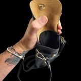 Genuine Leather Shoulder Bag - Vertical - Black