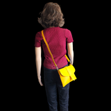 Genuine Leather Shoulder Hand Bag - Yellow