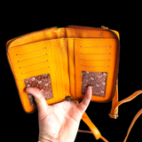 Genuine Leather Shoulder Purse - Orange