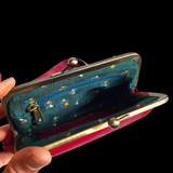 Genuine Leather Shoulder Purse - Pink & Brass