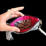 Genuine Leather Snake Print Clutch Purse
