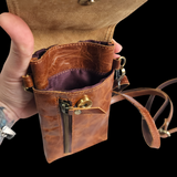 Genuine Leather Vertical Shoulder Bag Phone Holder Purse - Vintage Brown