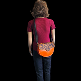 Genuine Leather & Cow Hair Shoulder Handbag - Patchwork Cheetah