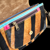Genuine Leather & Cow Hair Handbag - Tiger Print