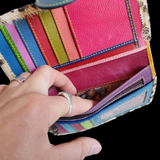 Genuine Leather & Cow Hair Multicolor Patchwork Purse
